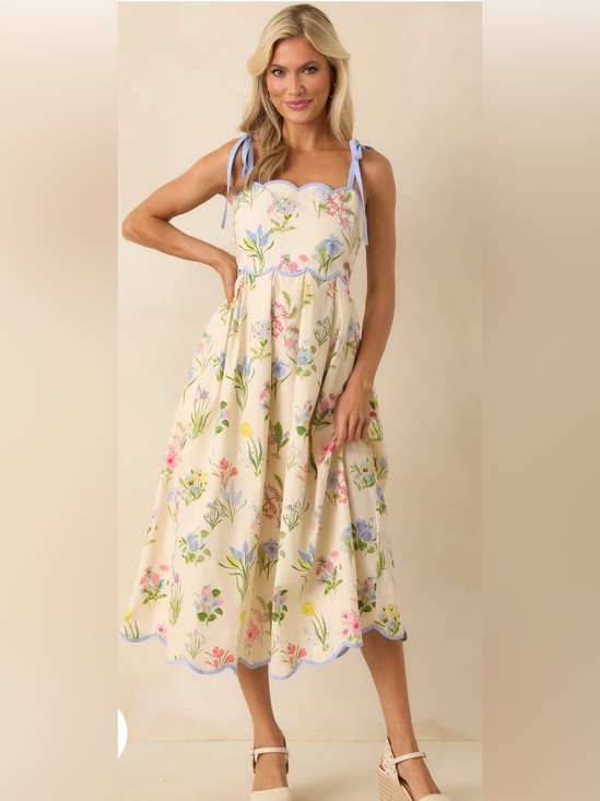 entro Dresses & Skirts - entro Floral Light Blue Trim Slip Dress